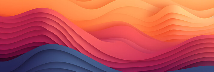 Vector 3D abstract background with paper cut shapes. Colorful carving art. Paper craft landscape with gradient fade colors. Minimalistic design layout for business presentations, flyers, posters. - obrazy, fototapety, plakaty