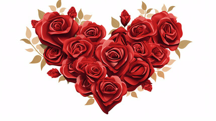Valentine's day background with red roses in the shape of a heart