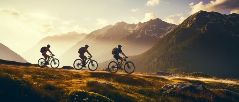 friends on e-bikes: exploring majestic mountain views together © Ashi