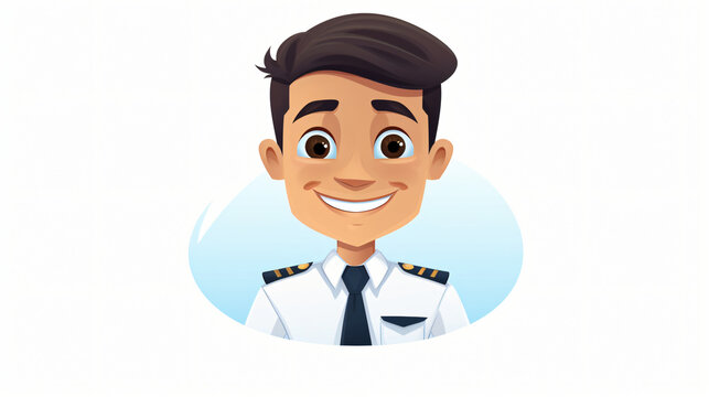 Airline pilot cartoon character avatar on white background