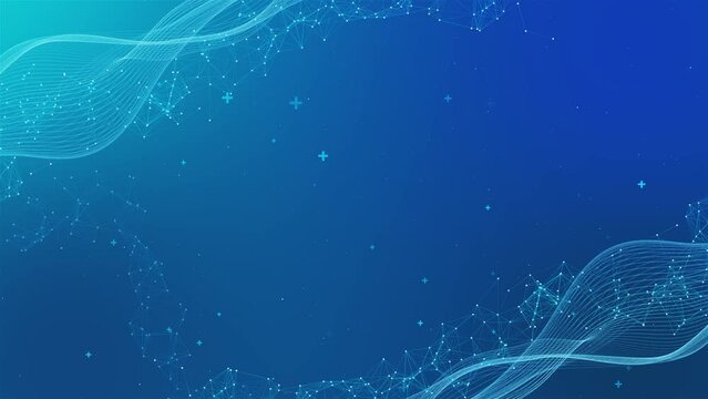 3D Abstract Futuristics computer medical science concept. blue blurred geometry wireframe network space background. healthcare technology, innovation health, research. Infographic. biology, chemistry. - Powered by Adobe