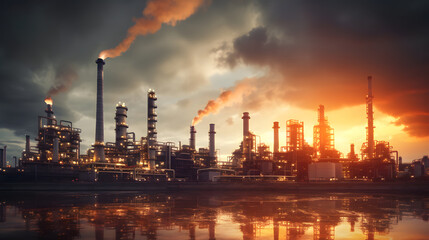 Fototapeta premium Fuel and Power Industry-themed Background, Illustrating the Dynamic Landscape of Energy Production.