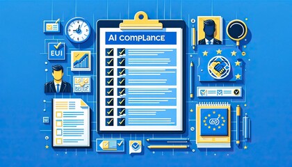 AI Compliance Checklist Illustration: European Regulation and Law in Digital Technology