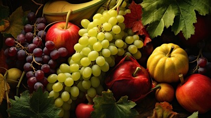 Invitation to Thanksgiving. Vegetable, fruit background
