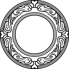 Ornamental decorative round frame border. Design template.