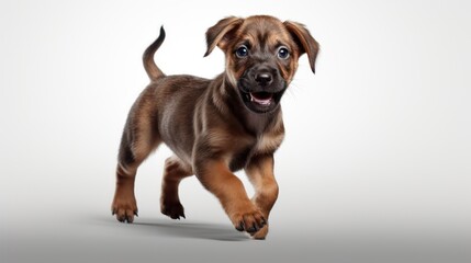 Obraz premium Dog movement is playing, jumping, happy puppy isolated on a white background