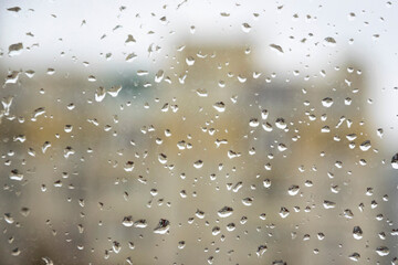 Window glass  with raindrops