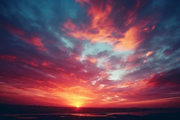 Fotobehang Strand zonsondergang red sunset over the sea