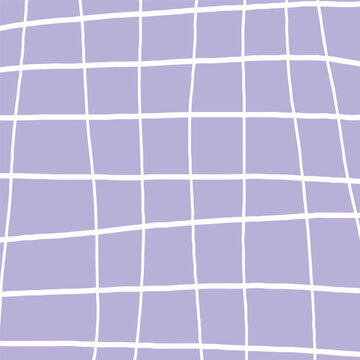 Fototapeta Cute purple checkered hand drawn pattern. Nice pastel baby background made in vector. Cottagecore cabincore Plaid geometrical simple texture. Crossing lines. Abstract cute delicate pattern