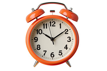 Vintage Orange Alarm Clock isolated on transparent Background