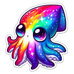 cute rainbow squid sticker