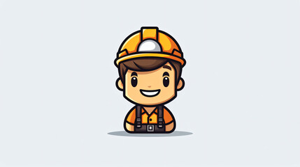 Cute worker simple icon illustration