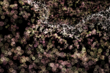 Bokeh lights effect on White, Pink, Violet, Green color, Black Background, Abstract Blur, Glitter, Defocused, Seamless polka dot pattern , Illustration design, Christmas festival, New year festival