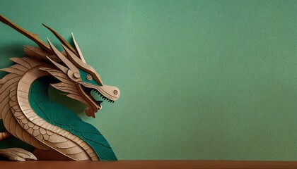 wood dragon on jade background festive chinese new year banner
