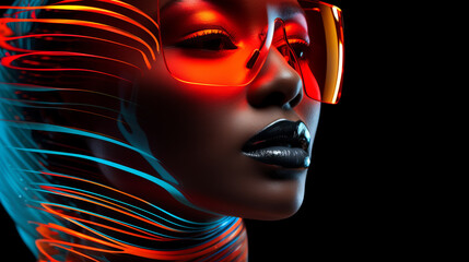 A Stylish Woman with Red Glasses