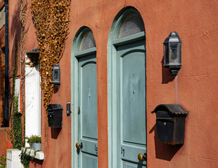 Old doors door in Ireland. Typical exterior