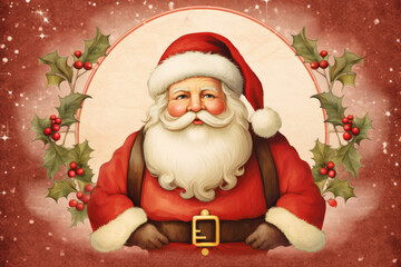 Christmas card template design with Santa Claus