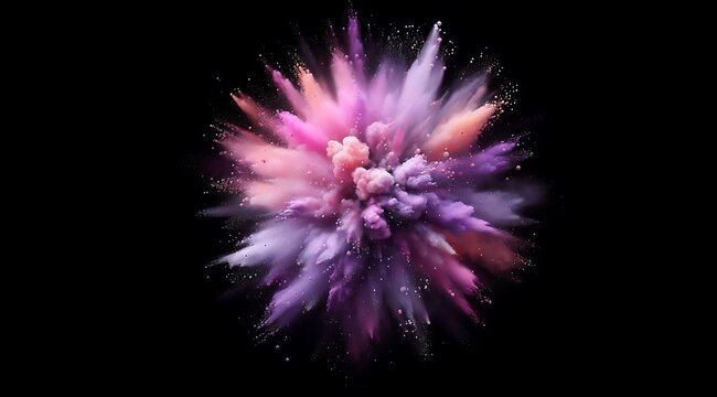 Creative explosion of pastel powder colors on a black space background. Minimal abstract colorful background. Fashion, party, summer, or nature concept. Copy space.generative ai