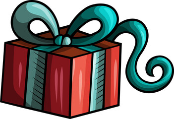 Christmas Cartoon Present, Birthday Gift Box