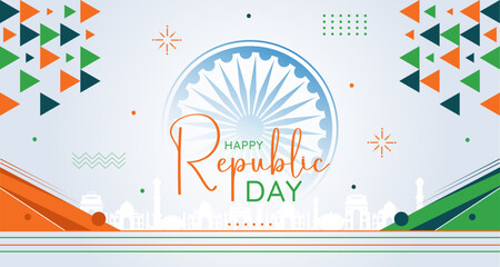 Happy Republic day banner, poster and web header creative minimalistic vector illustration .