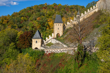 Fototapeta na wymiar Karlstejn Castle - medieval fortress in Czechia