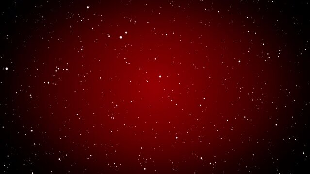 Video animation of falling snowflakes on a red background. Abstract moving background. Seamless loop. Christmas and vacation concept.