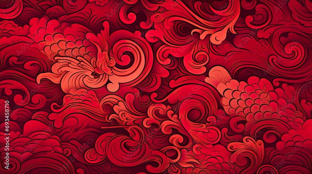 Wall mural chinese traditional background design with abstract pattern in red background chinese red textured p