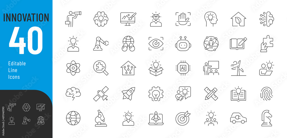 Canvas Prints innovations editable icons set. vector illustration in thin line style of modern developments icons: