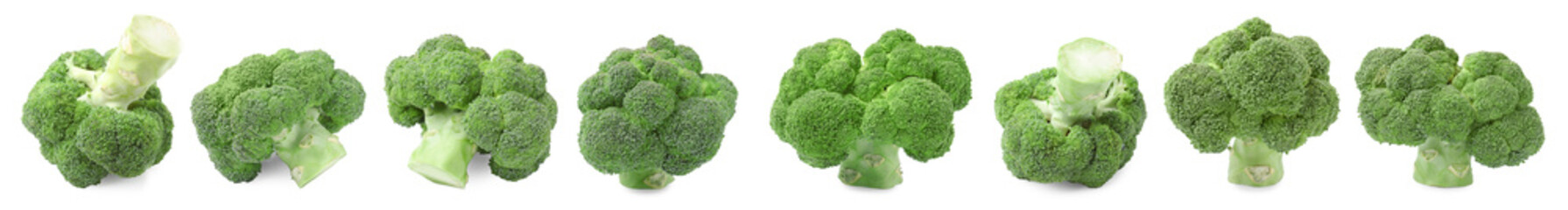 Fresh green broccoli isolated on white, set - obrazy, fototapety, plakaty