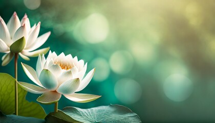 water lily on a jade green background for banner and posters classy