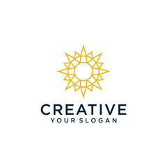 sunflower logo design with line art
