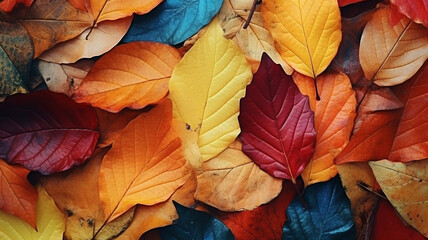  scenery multicoloroed bright vibrant  first fallen dry leaves