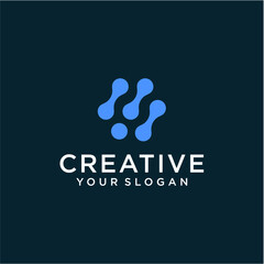 m logo design with technology