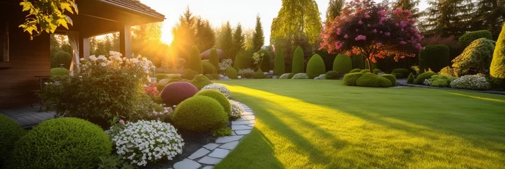 Zelfklevend Fotobehang Beautiful manicured lawn © sid