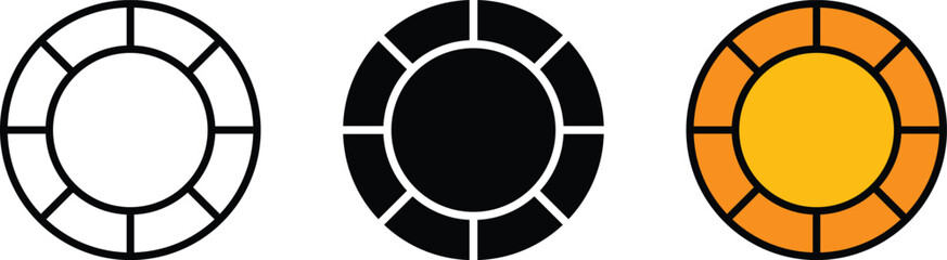 Gambling chip icon isolated, lined and colored sign symbol. Vector illustration