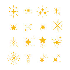 star icon set collection twinkling sparkling shining burst