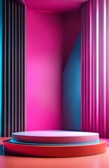 3d abstract colorful podium stage for products display made with Generative AI