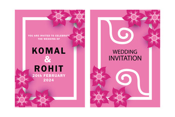 Wedding invitation card with beautiful floral design