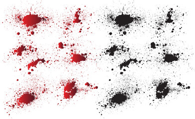 Ink creative black blood splatter vector set. Collection of red dripping blood paint. red paint background