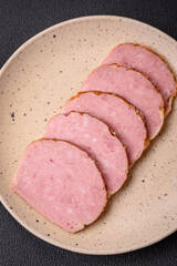 Delicious baked chicken or turkey meat roll with salt and spices