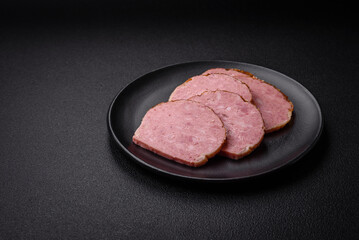 Delicious baked chicken or turkey meat roll with salt and spices