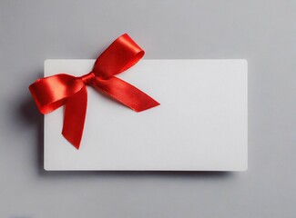 Gift card isolated with red ribbon, with copy space for design