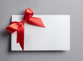 Gift card isolated with red ribbon, with copy space for design
