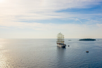 A five-masted full-rigged sailing ship in the Adriatic Sea 