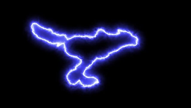 Running wolf on fire. Running fiery werewolf. Mystical fire. Animated attacking terrible dog.