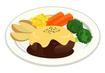 洋食_チーズハンバーグ   デミグラスソース