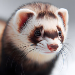 Obraz premium Portrait of ferret, cute and funny, Ferret, 雪貂, hurón, السمور, Frettchen, furão, хорек, furet, フェレット, समोर