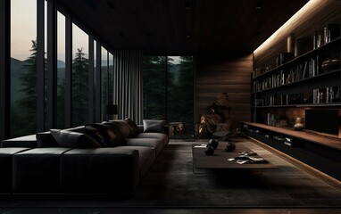 Modern dark home interior background