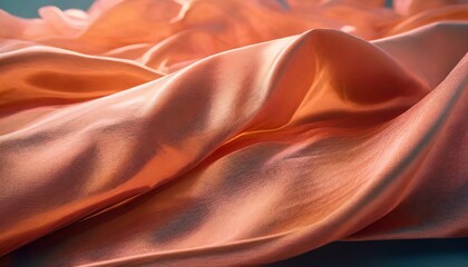 Fototapeta premium peach flowing silk vibrant fabric luxury banner wallpaper poster
