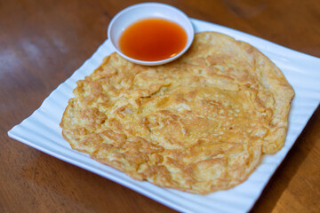 Thai traditional omelets stuff minced pork on top streamed rice, fast food, Thailand